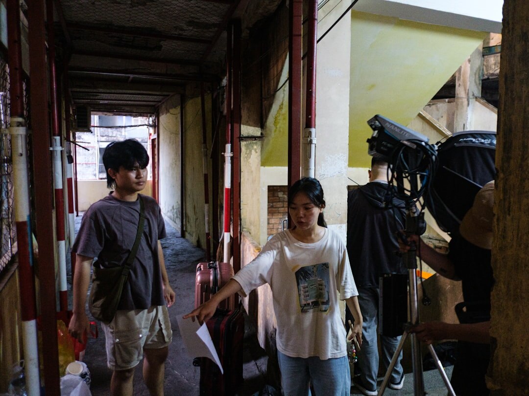 Film crew working on a movie set